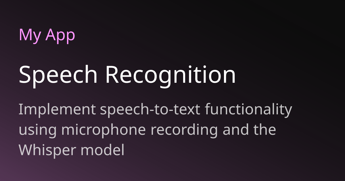 Speech Recognition